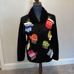 Vintage Lisa international size small cardigan sweater ugly Christmas winter